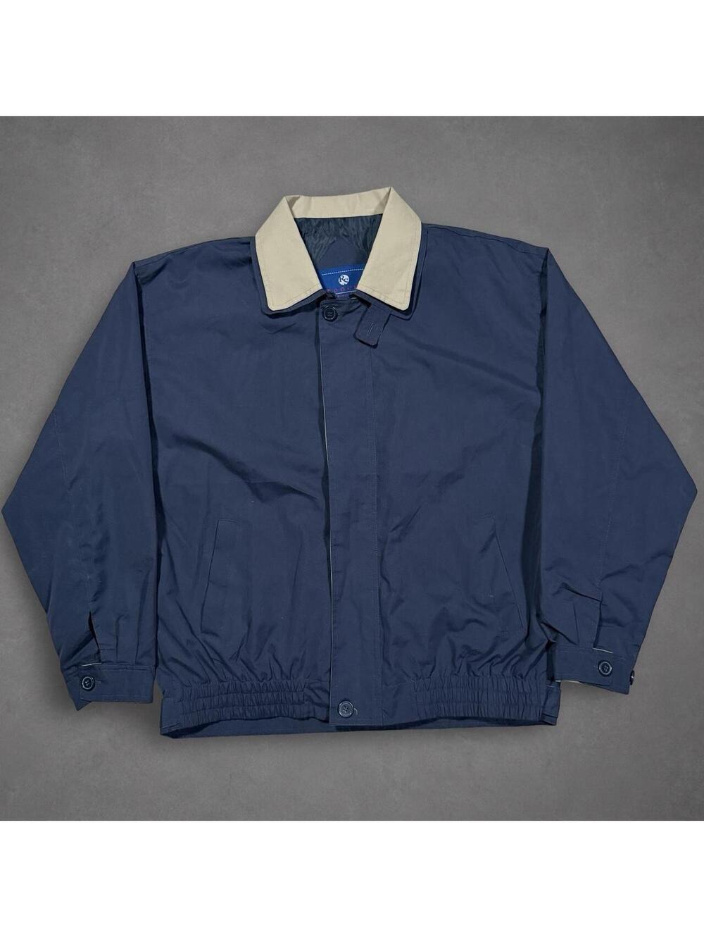 Vintage Roochi Sports USA Navy Harrington Bomber Jacket Size Large